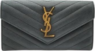 Saint Laurent Pre-owned Cassandra Matelasse Lange Portemonnee - Dames - Vintage Accessoires - Zwart - ONE Size - Leer - Vintage