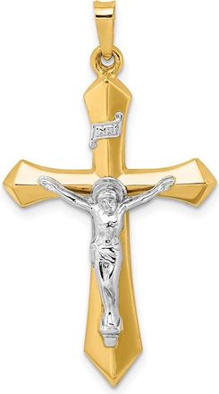 Diamond2Deal 14k Two-tone Gold Polished INRI Crucifix Pendant