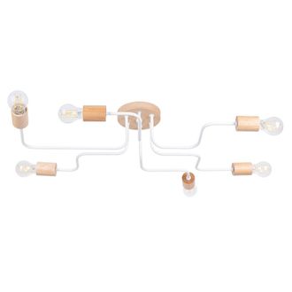 Sollux Lighting L&aacute;mpara de ara&ntilde;a blanco/madera natural acero/madera alt. 85 cm