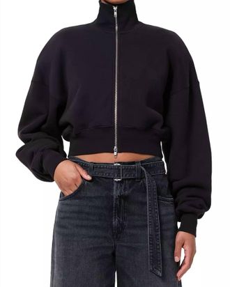 A Gold E Darby Funnel Neck Zip Front Sweatshirt In Navy