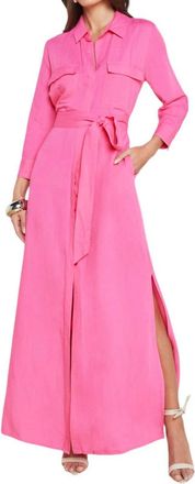 L'agence Cameron Long Shirt Dress In Berry Pink