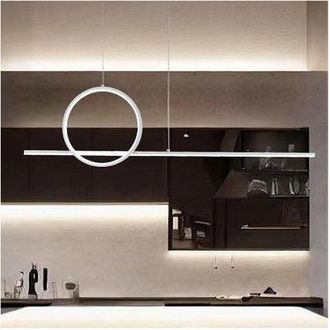 Trade Shop Trade Shop Traesio - Lampadario a Sospensione Led 48w Design Cerchio Linea Moderno Bianco Ip20 Lampada 01189