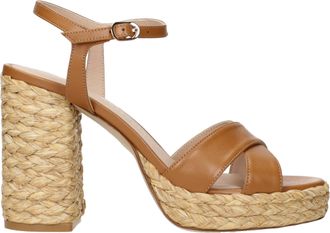Stuart Weitzman Brown Leather Platform Womens Sandals