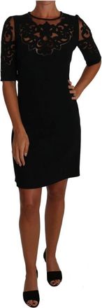 Dolce & Gabbana Zwarte Bloemen Uitgesneden Cocktailjurk - Dames - Korte kleedjes - Zwart - 3XS - Polyester - Kleedjes