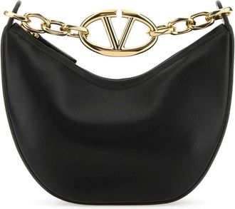 Valentino Garavani VLogo Moon Mini Hobo Tas - Dames - Handtassen - Zwart - ONE Size - Leer - Tassen