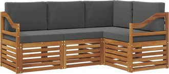 vidaXL Conjunto De Sof&aacute;s De Exterior 4 Uds. Natural Y Antracita Vidaxl