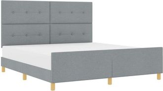 vidaXL Bed Frame with Headboard Light grey 180 x 200 cm Fabric vidaXL