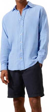 Love Brand & Co. Mens Abaco Solid Linen Shirt In Sky Blue