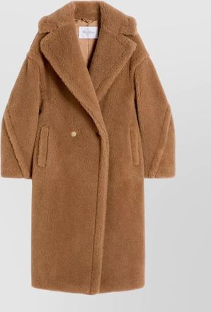 Max Mara silk camel oversized double-breasted teddy coat