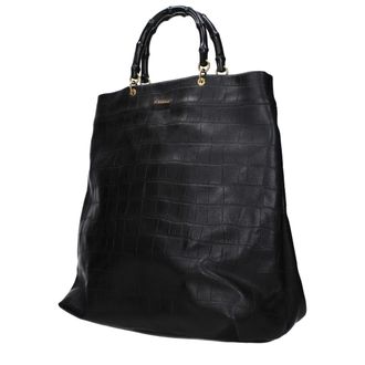 Jil Sander Womens Crocodile-Embossed Leather Shoulder Bag Black
