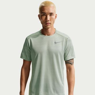 Nike Mens Dri-FIT Miler Short-Sleeve Running Top in Green | AJ7565-372