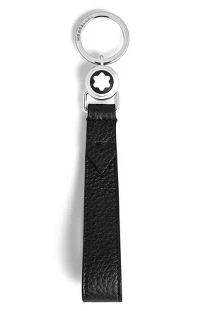 Montblanc Grain Leather Key Fob in Black at Nordstrom