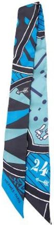 Herm&egrave;s Pre-owned Scarves, female, Blue, Size: ONE SIZE Pre-owned Jeu de Soie Uniforme Twilly Scarf