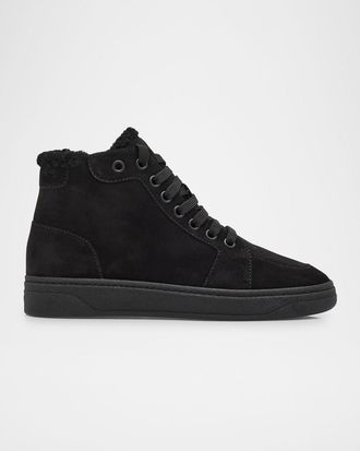 Giuseppe Zanotti Mens GZ 94 Scarpa Suede Shearling-Lined Zip-Up Sneakers