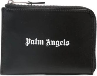 Palm Angels Logo Kaarthouder - Heren - Portefeuilles - Zwart - ONE Size - Leer - Accessoires
