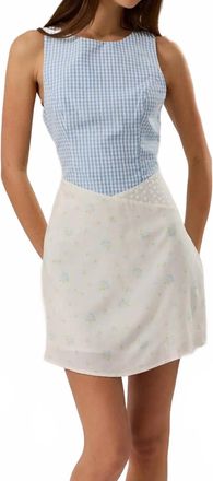 Le Lis Blanc Deux Perla Patchwork Mini Dress In Blue/white