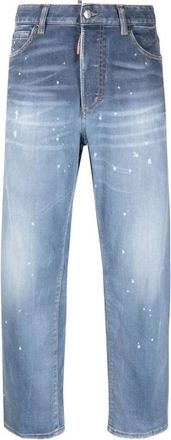 Dsquared2 Logo Patch Distressed Jeans - Dames - Regular Fit Jeans - Blauw - XS - Katoen - Jeans