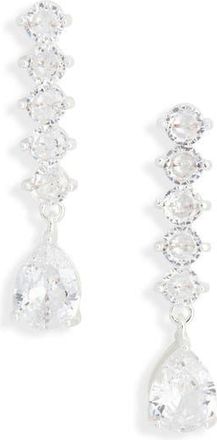 Nordstrom Rack Cubic Zirconia Linear Drop Earrings in Clear- Silver at Nordstrom Rack