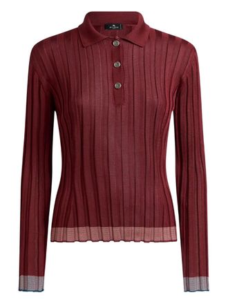 Etro Geribbelde polotop - Rood