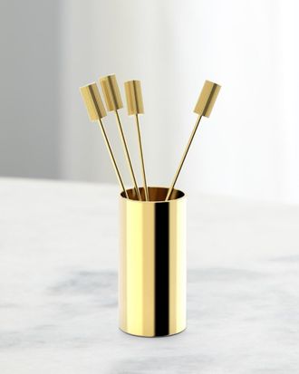 ANNA new york Striations Cocktail Picks in Holder, Set of 4