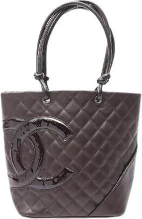 Chanel Pre-owned Cambon Line Patent Leather Tote Bag - Dames - Vintage Shopper - Bruin - ONE Size - Leer - Vintage