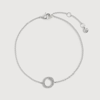 Monica Vinader Sterling Silver Riva Pav&eacute; Round Diamond Chain Bracelet Lab Grown Diamond