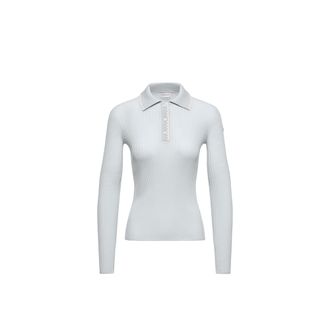 Moncler Moncler Wool Long Sleeve Polo Shirt, Women, Blue, Size: Xs