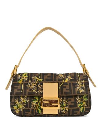 Fendi 1990-2000s Zucca Embroidered Baguette handbag - women - Canvas/Leather - One Size - Brown