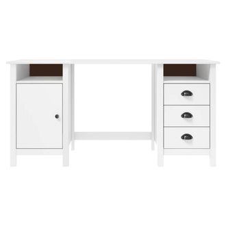 Berkfield Home Desk Hill White 150x50x74 cm Solid Pine Wood | Size: 150 x 50 x 74 cm