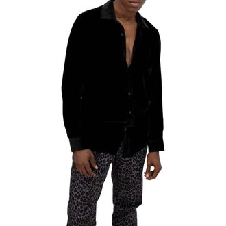 Lords of Harlech Charles Flat Front Chino Printed Pant in Leopard Black at Nordstrom, Size 30 X 34