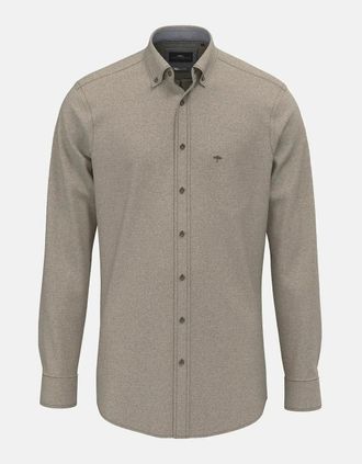 Fynch-Hatton Mens Herringbone Flannel Button Down Shirt Dark Chocolate - Brown - Size: 38/Regular