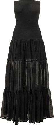 Pinko Black Solid Strapless Maxi Dress