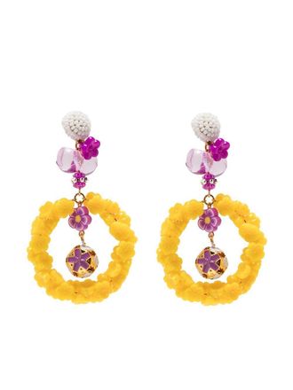 Amir Slama floral appliqu&eacute; drop earrings - Yellow