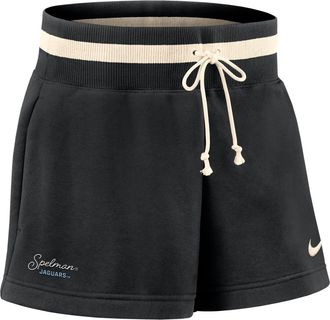 Nike Womens Phoenix Fleece College (Spelman College) Mid-Rise 4 Shorts in Black | ZW73575SPEC25-BLK