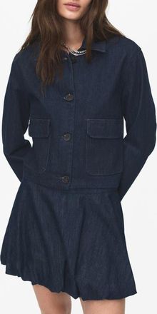 Mango Crop Denim Jacket in Open Blue at Nordstrom, Size X-Large