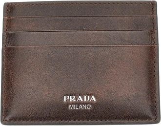 Prada Vintage effect leather cardholder Man One Size