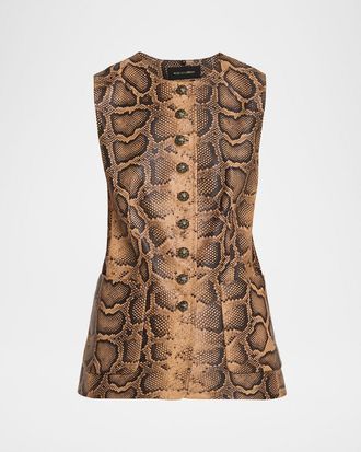 Kobi Halperin Abi Crewneck Python-Print Vest