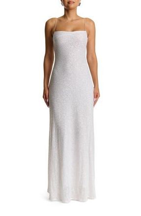 Naked Wardrobe Sequin Embroidery Dress in White at Nordstrom Rack, Size Medium