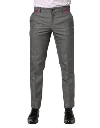 Dolce & Gabbana Mens Viscose Blend Trousers Gray Polyester Cotton