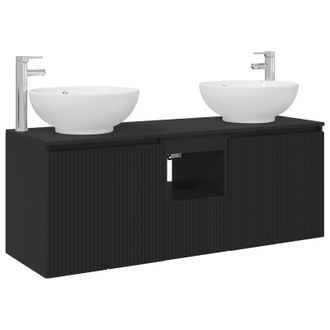 vidaXL Juego De Muebles De Ba&ntilde;o 3 Uds. Negro 49,5 X 44,5 X 65 Cm Vidaxl