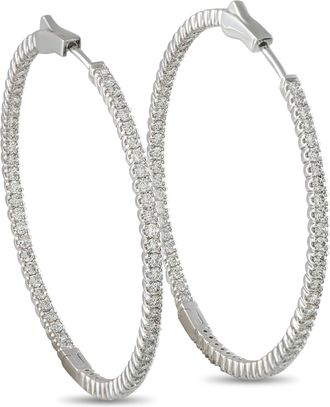 Luxury Bazaar 14K White Gold 2.02ct Diamond Hoop Earrings MF16-111825