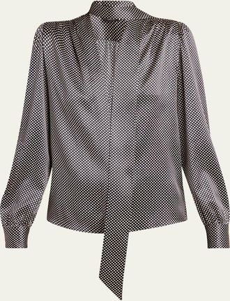 Tom Ford Polka Dot Silk Lavalliere Blouse