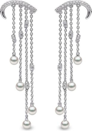 Yoko London 18kt white gold Sleek Akoya pearl and diamond earrings - women - Diamond/18kt White Gold/Akoya Pearl - One Size - Silver