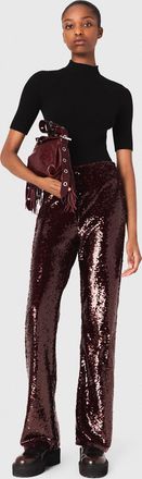 Maje Sequin-embroidered Trousers - Tartan - Maje