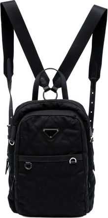 Prada Pre-owned Prada Saffiano Trimmed Impuntu Tessuto Backpack Ladies F1RM76ZM078A0AZ4