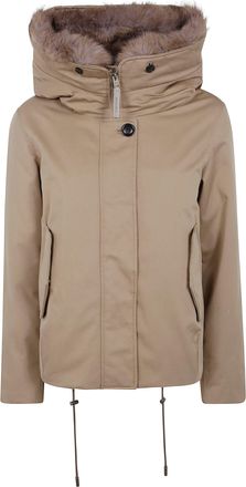 Woolrich Short Parka Best Cotton Faux Fur