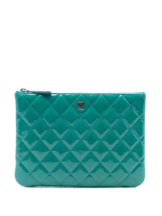 Chanel 2014-2015 Small CC Quilted Patent O Case clutch bag - women - Patent Leather - One Size - Blue