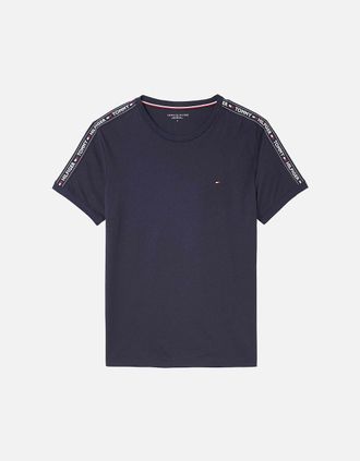 Tommy Hilfiger Mens Logo Tape Crew Neck T-Shirt, Navy - Black - Size: 35/34/32/40