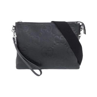 Gucci Pre-owned Jumbo GG Lederen Schoudertas - Dames - Pre-owned - Zwart - Maat: ONE Size Leer