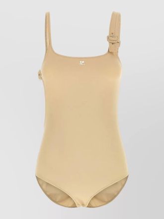 Courr&egrave;ges asymmetric cutout one-piece swimsuit